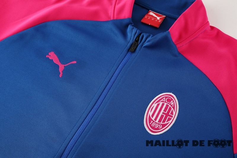 Foot Maillot Pas Cher Ensemble Complet Ropa Deportiva Con Cremallera Larga AC Milan 2024 2025 Bleu Rose