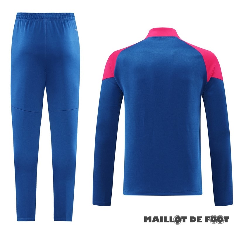 Foot Maillot Pas Cher Ensemble Complet Ropa Deportiva Con Cremallera Larga AC Milan 2024 2025 Bleu Rose