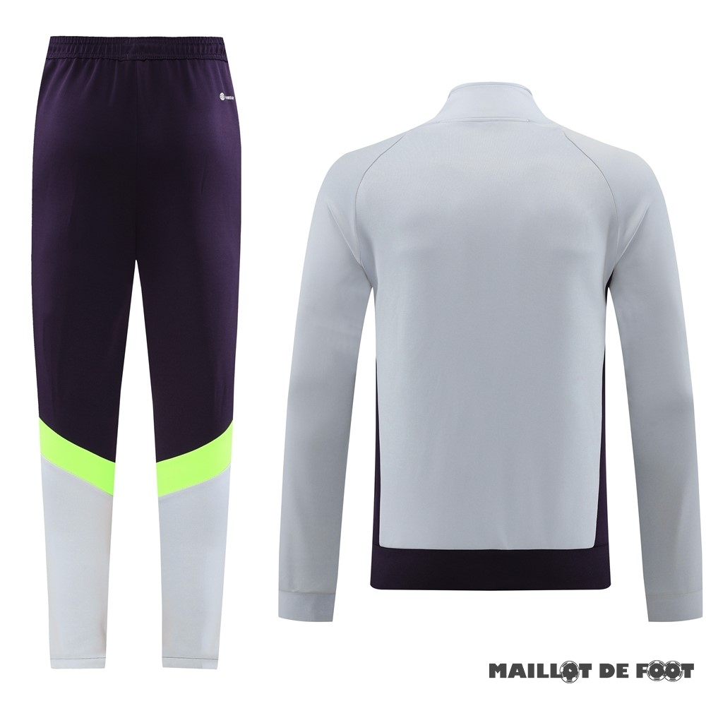 Foot Maillot Pas Cher Ensemble Complet Ropa Deportiva Con Cremallera Larga Bayern Múnich 2023 2024 Gris Purpura