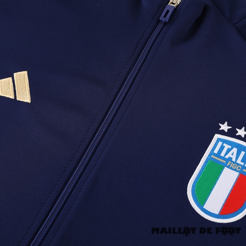 Foot Maillot Pas Cher Ensemble Complet Ropa Deportiva Con Cremallera Larga Italie 2024 Bleu Marine