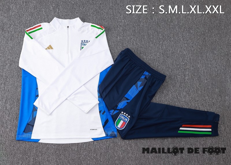 Foot Maillot Pas Cher Ensemble Complet Sudadera Entrainement Italie 2024 Blanc Bleu Marine