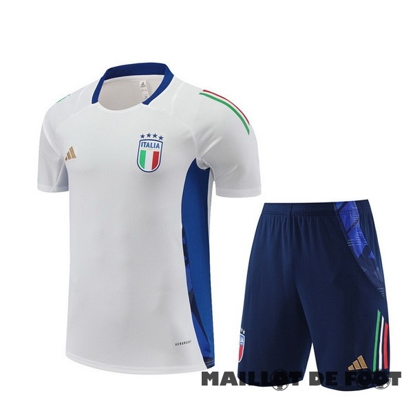 Foot Maillot Pas Cher Entrainement Ensemble Complet Enfant Italie 2024 Blanc Bleu Marine