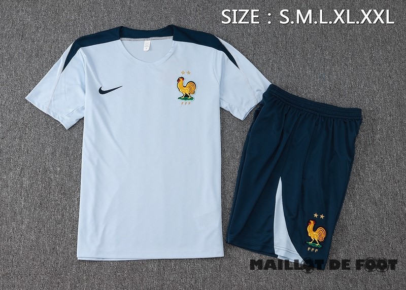 Foot Maillot Pas Cher Entrainement Ensemble Complet France 2024 Bleu