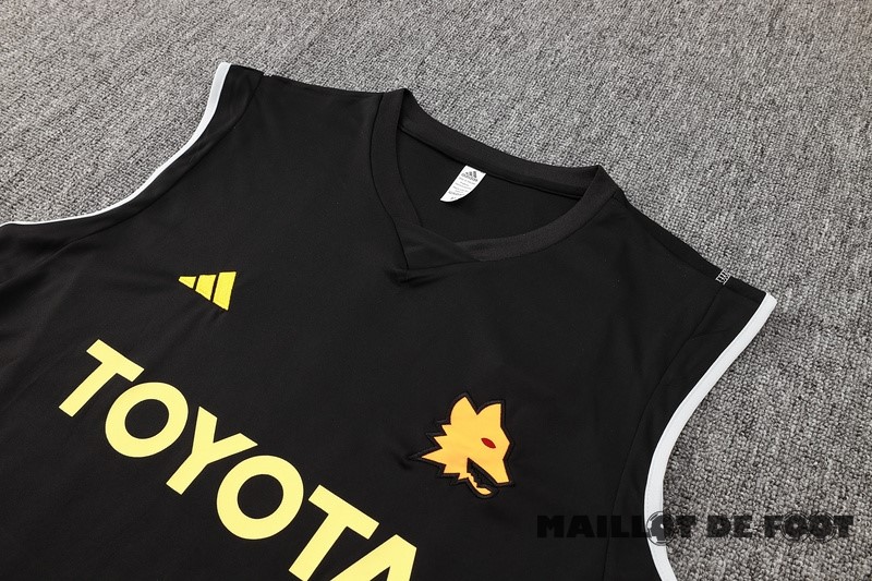 Foot Maillot Pas Cher Entrainement Sans Manches Ensemble Complet AS Roma 2023 2024 Noir