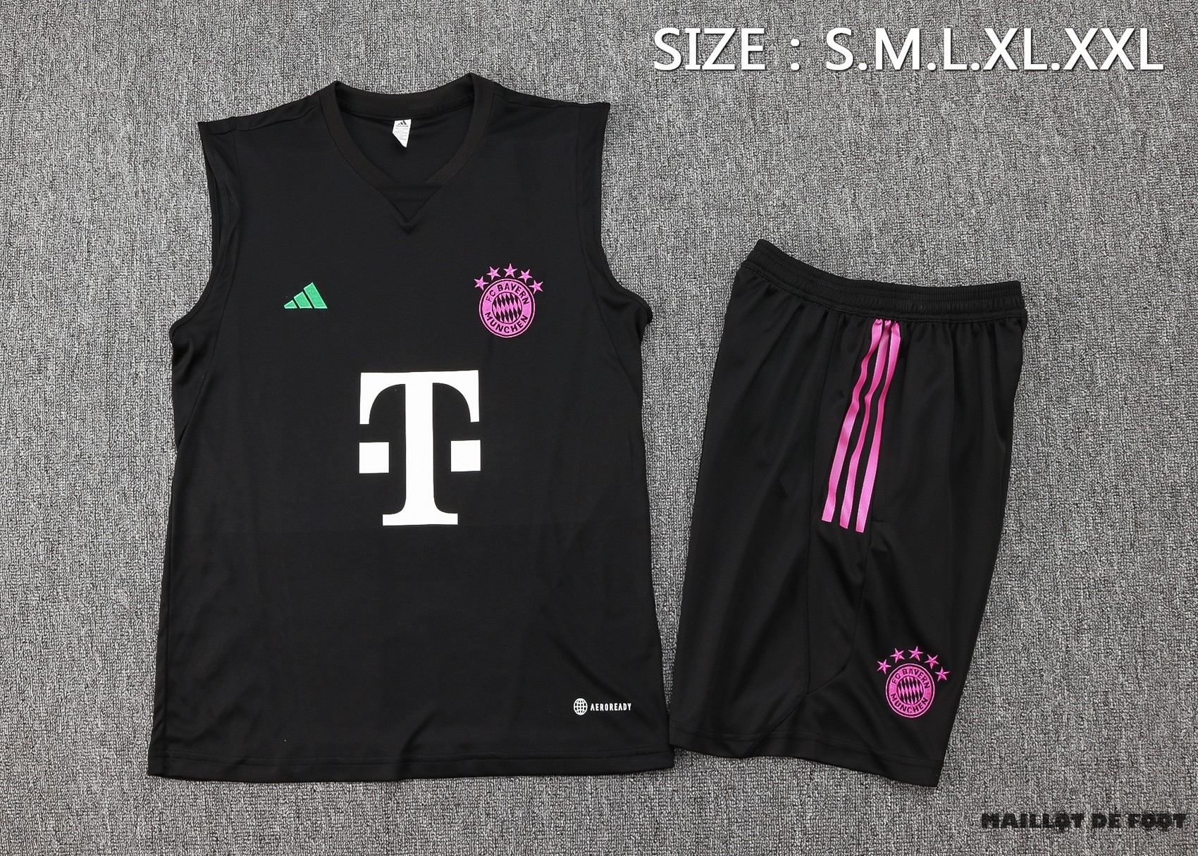 Foot Maillot Pas Cher Entrainement Sans Manches Ensemble Complet Bayern Múnich 2023 2024 Noir