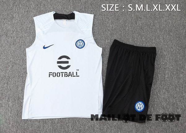 Foot Maillot Pas Cher Entrainement Sans Manches Ensemble Complet Inter Milán 2023 2024 Bleu II Noir