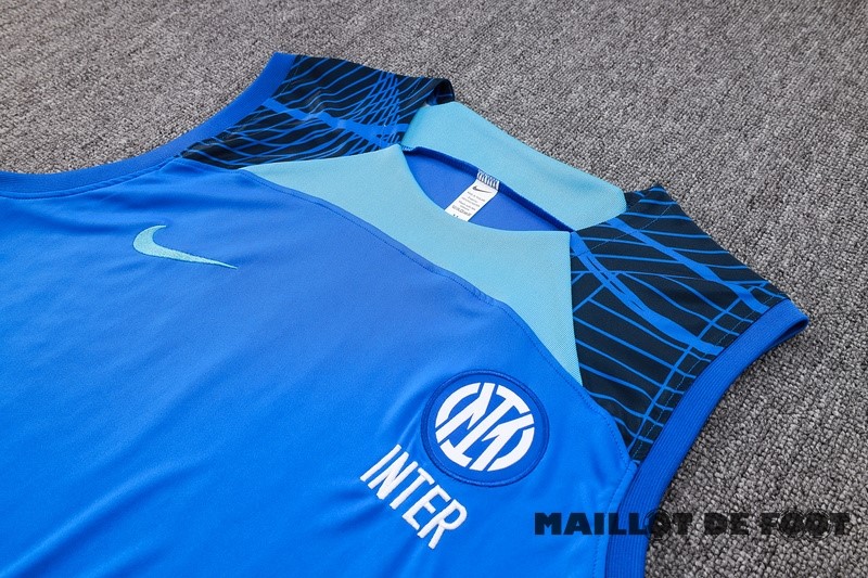 Foot Maillot Pas Cher Entrainement Sans Manches Ensemble Complet Inter Milán 2024 2025 Bleu