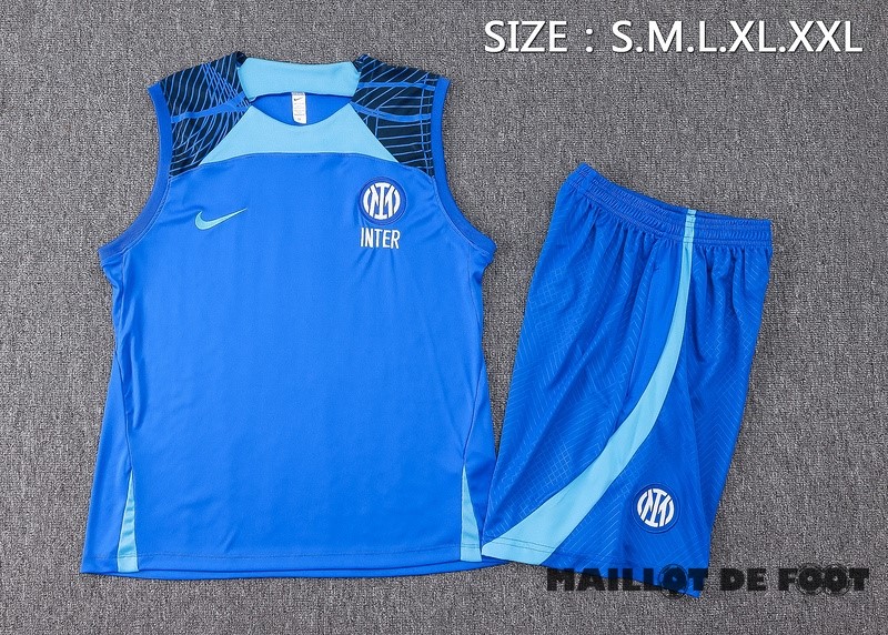 Foot Maillot Pas Cher Entrainement Sans Manches Ensemble Complet Inter Milán 2024 2025 Bleu