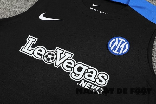 Foot Maillot Pas Cher Entrainement Sans Manches Ensemble Complet Inter Milán 2024 2025 Noir Bleu