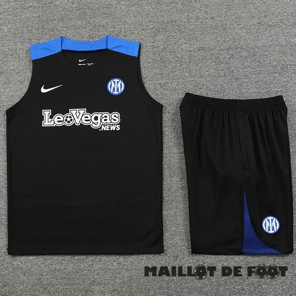 Foot Maillot Pas Cher Entrainement Sans Manches Ensemble Complet Inter Milán 2024 2025 Noir Bleu