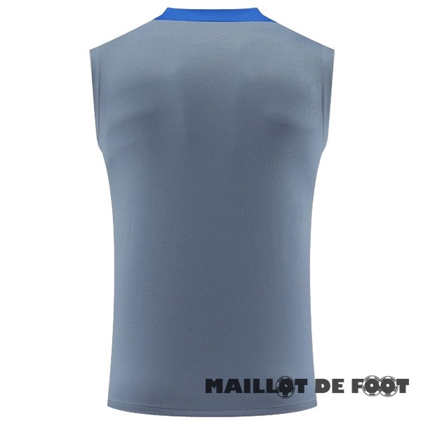 Foot Maillot Pas Cher Entrainement Sans Manches Inter Milán 2024 2025 Gris Bleu