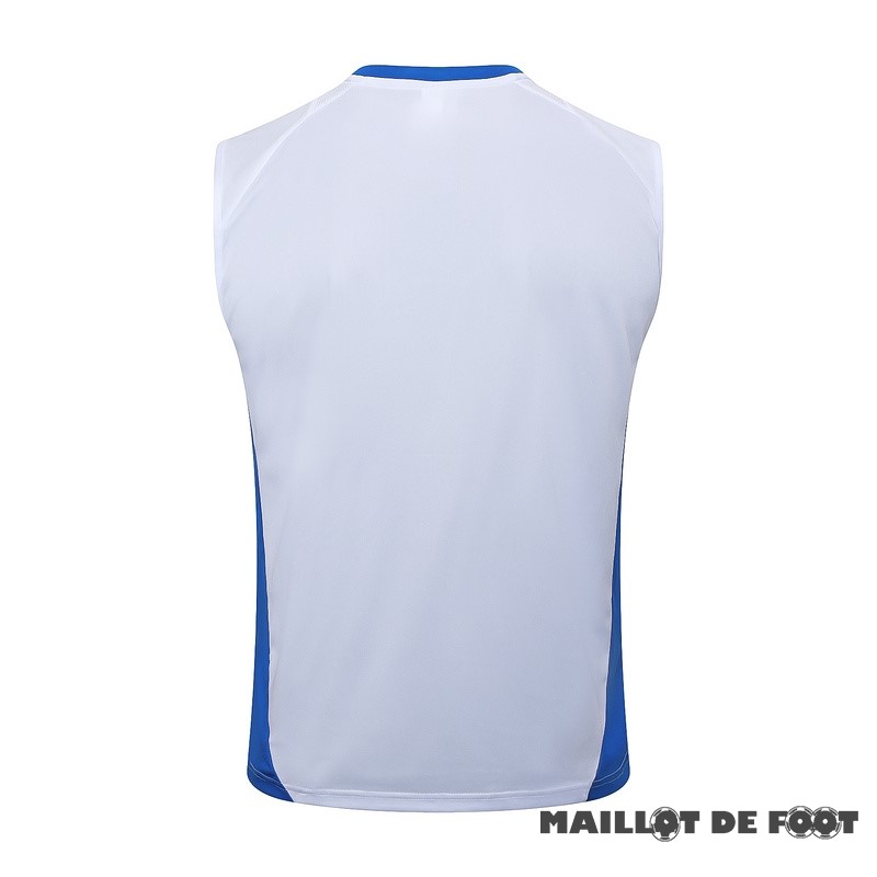 Foot Maillot Pas Cher Entrainement Sans Manches Italie 2024 Blanc Bleu