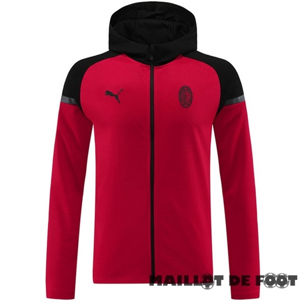 Foot Maillot Pas Cher Sweat Shirt Capuche AC Milan 2024 2025 Noir Rouge