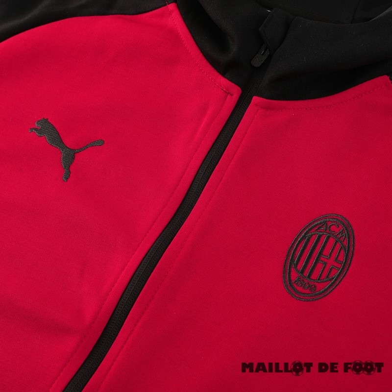 Foot Maillot Pas Cher Sweat Shirt Capuche AC Milan 2024 2025 Noir Rouge