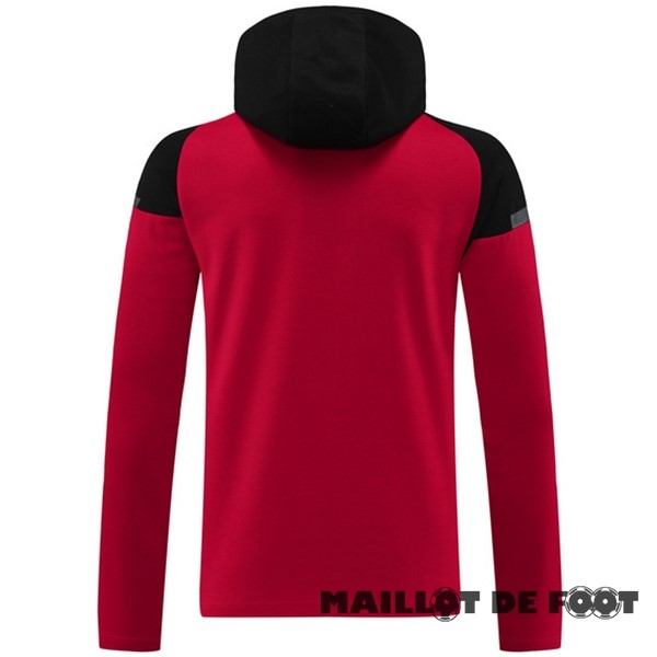 Foot Maillot Pas Cher Sweat Shirt Capuche AC Milan 2024 2025 Noir Rouge