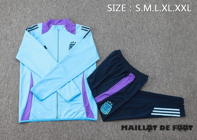 Foot Maillot Pas Cher Ensemble Complet Ropa Deportiva Con Cremallera Larga Argentine 2024 Bleu Purpura Noir