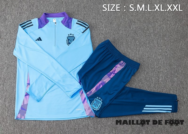 Foot Maillot Pas Cher Ensemble Complet Sudadera Entrainement Argentine 2024 Bleu Purpura