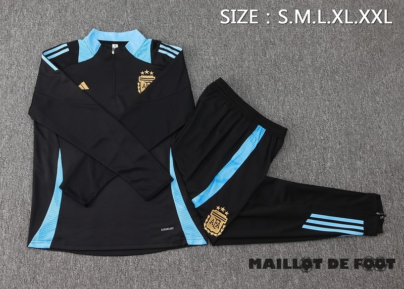 Foot Maillot Pas Cher Ensemble Complet Sudadera Entrainement Argentine 2024 Noir Bleu