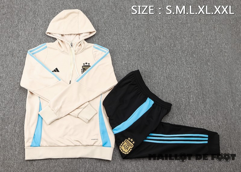 Foot Maillot Pas Cher Ensemble Complet Veste Con Capucha Argentine 2024 Jaune Noir
