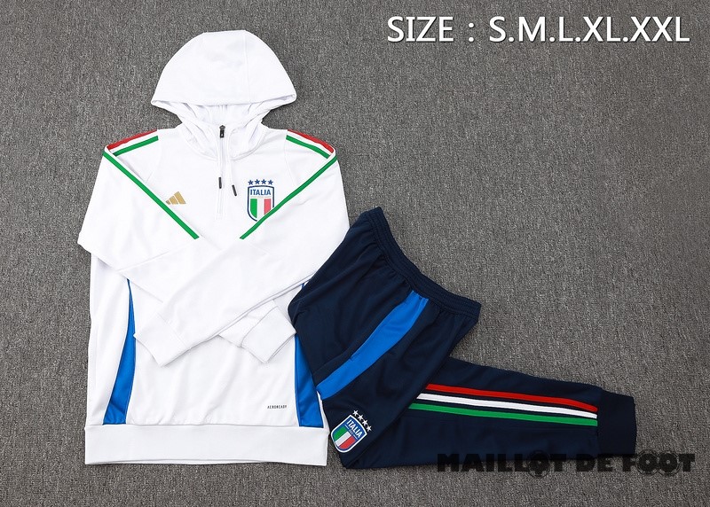 Foot Maillot Pas Cher Ensemble Complet Veste Con Capucha Italie 2024 Blanc