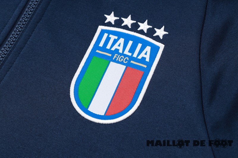 Foot Maillot Pas Cher Ensemble Complet Veste Con Capucha Italie 2024 Bleu Marine