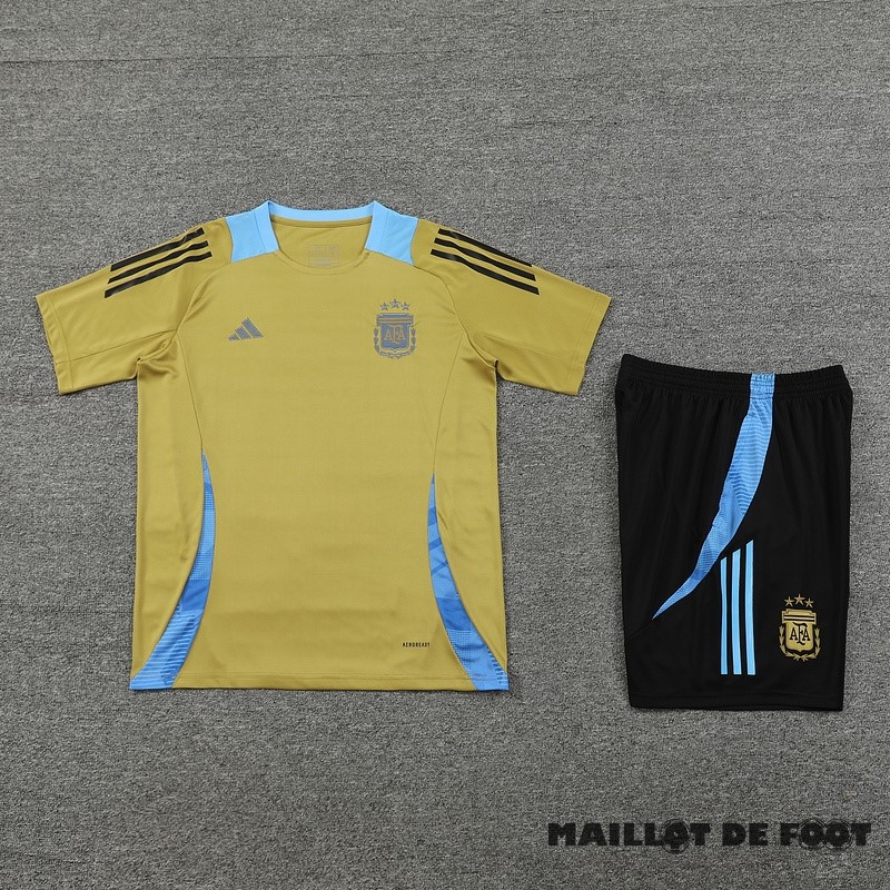 Foot Maillot Pas Cher Entrainement Ensemble Complet Argentine 2024 Jaune Noir