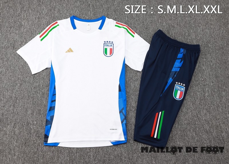 Foot Maillot Pas Cher Entrainement Ensemble Complet Italie 2024 Blanc Bleu Marine