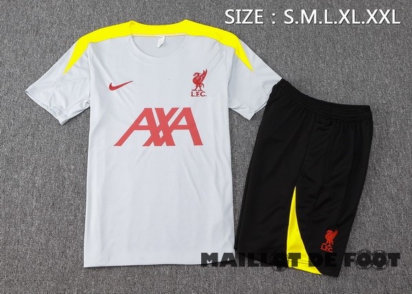 Foot Maillot Pas Cher Entrainement Ensemble Complet Liverpool 2024 2025 Gris Jaune Noir