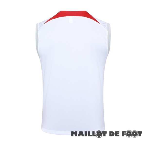 Foot Maillot Pas Cher Entrainement Sans ManchesLiverpool 2024 2025 Blanc Rouge