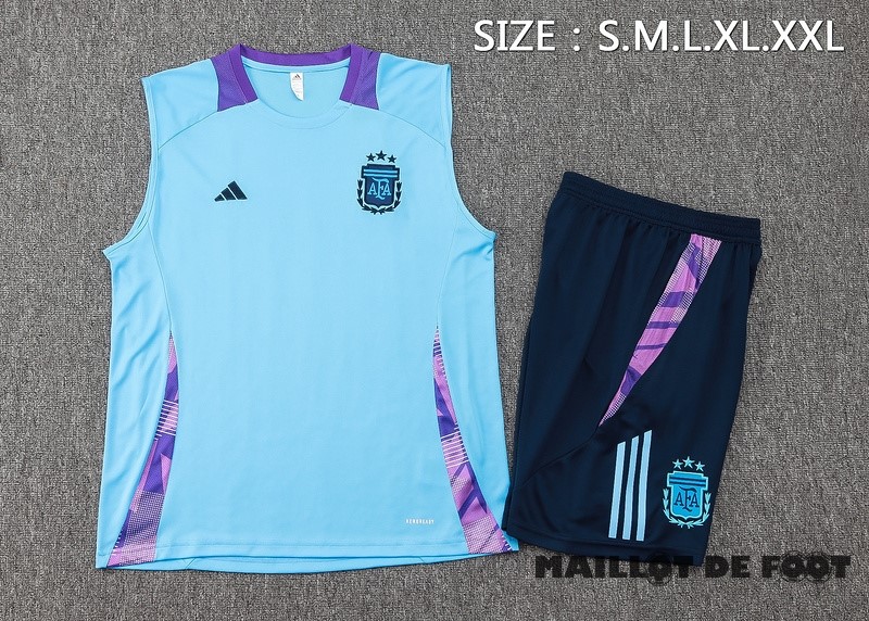Foot Maillot Pas Cher Entrainement Sans Manches Ensemble Complet Argentine 2024 Bleu