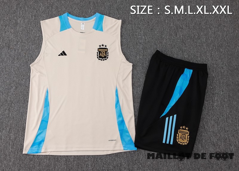 Foot Maillot Pas Cher Entrainement Sans Manches Ensemble Complet Argentine 2024 Jaune Bleu Noir