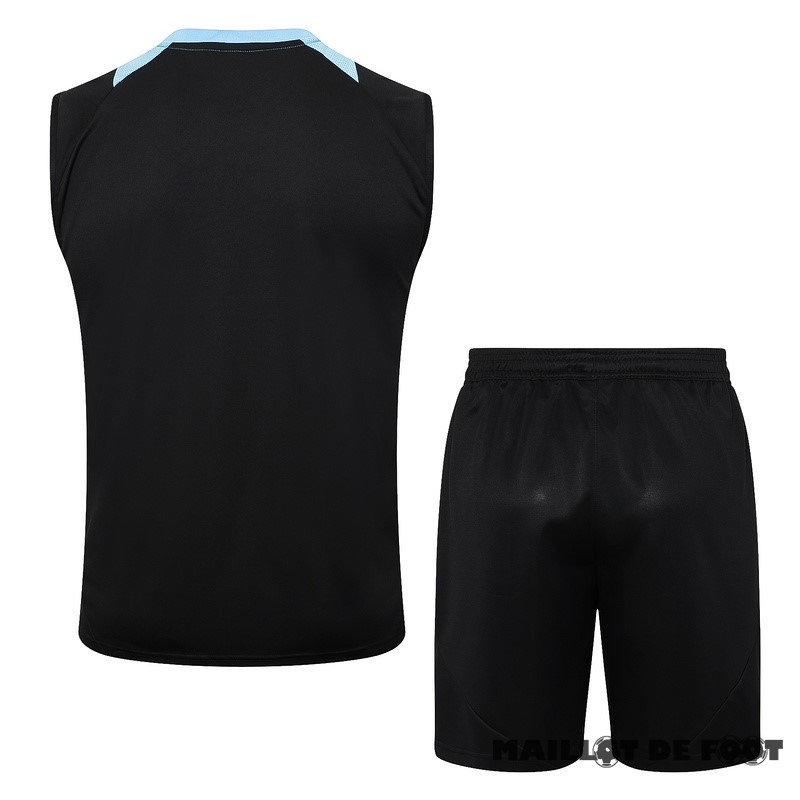 Foot Maillot Pas Cher Entrainement Sans Manches Ensemble Complet Argentine 2024 Noir Bleu