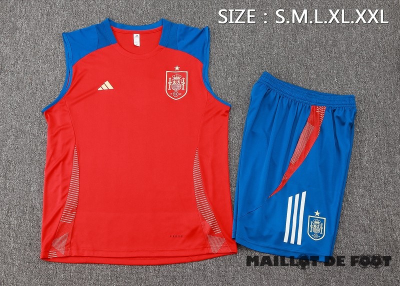 Foot Maillot Pas Cher Entrainement Sans Manches Ensemble Complet Argentine 2024 Rouge Bleu