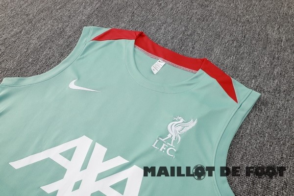 Foot Maillot Pas Cher Entrainement Sans Manches Ensemble Complet Liverpool 2024 2025 Vert Noir