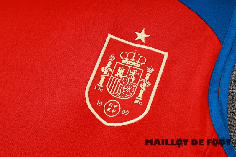 Foot Maillot Pas Cher Entrainement Sans Manches Espagne 2024 Rouge Bleu