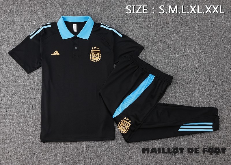 Foot Maillot Pas Cher Thailande Ensemble Complet Polo Argentine 2024 Noir Bleu